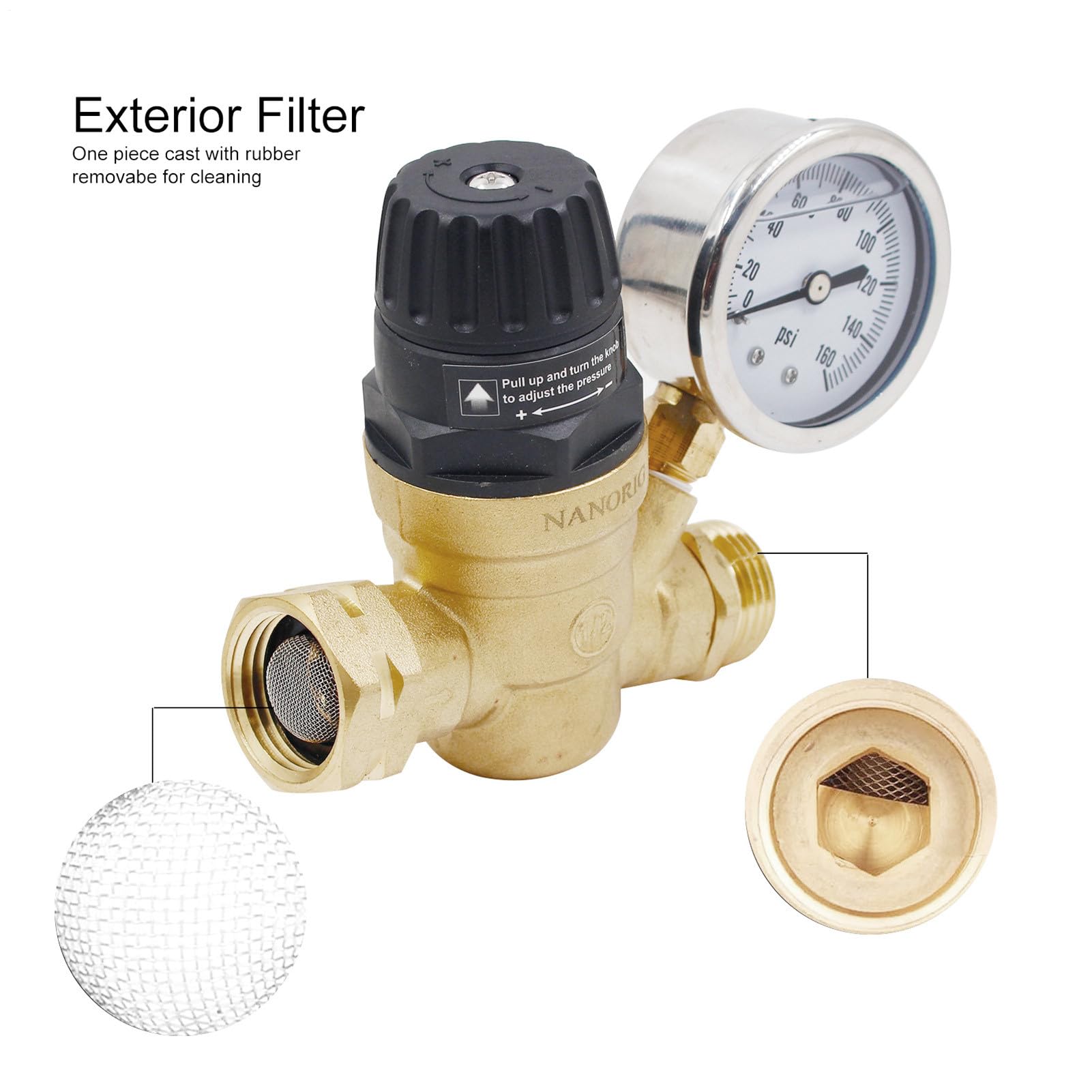 Regulowany Regulator Ciśnienia Wody Filtr Mosiężny