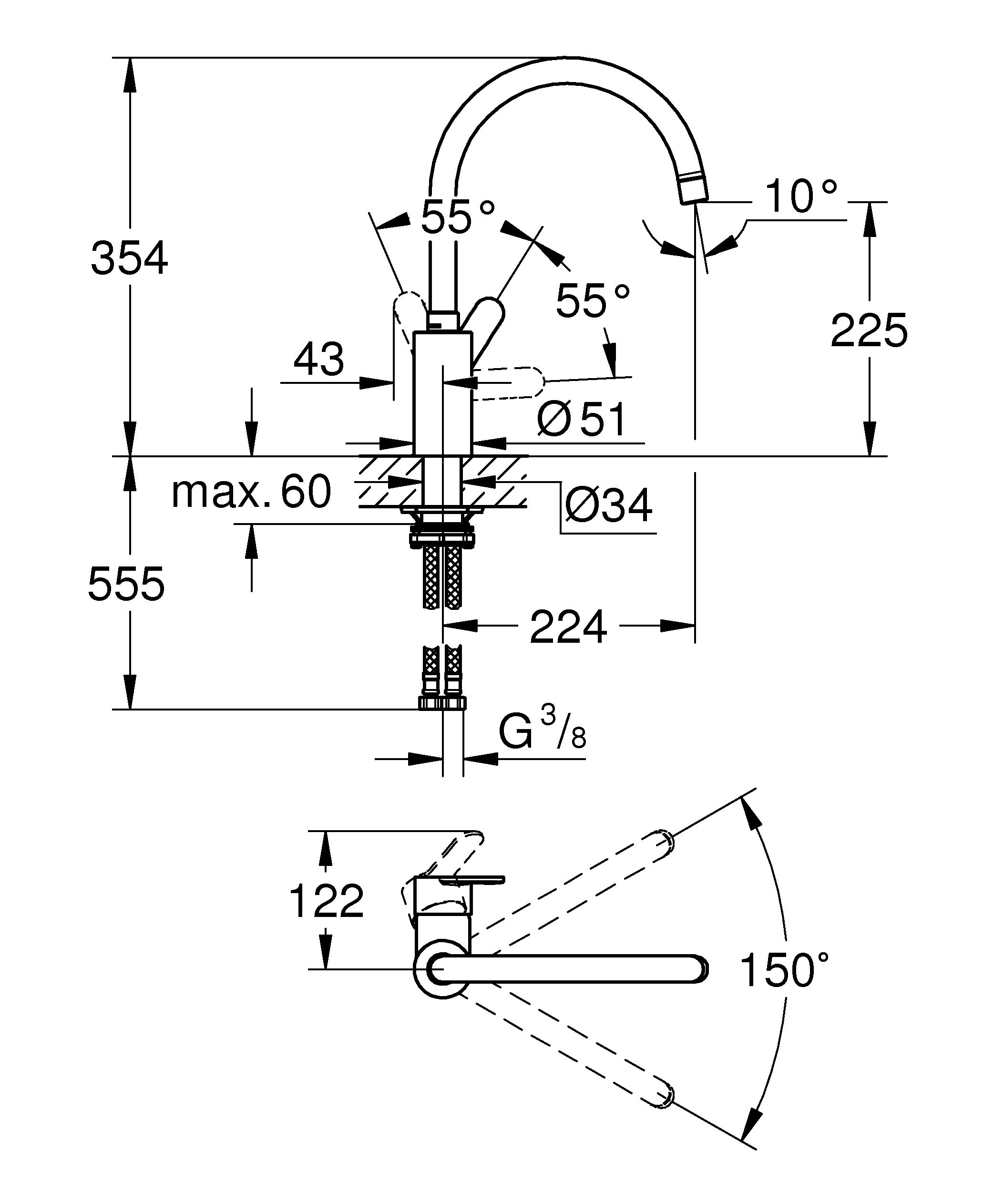 GROHE Mitigeur Evier Eurostyle Cosmopolitan 33975004 (Import Allemagne)
