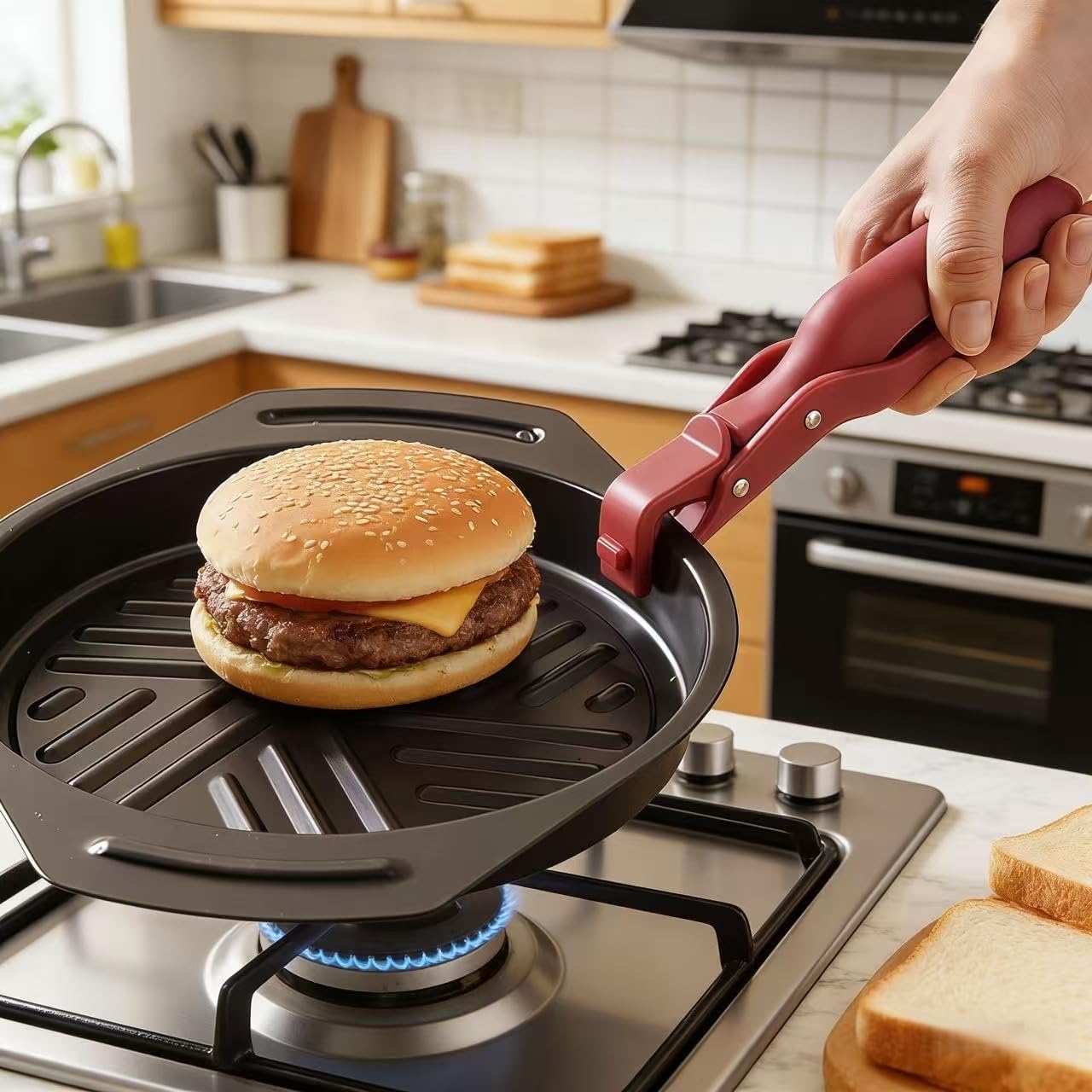 4 Pcs Hot Plate Grippers, Multi Purpose Hot Plate Gripper Grabber Tool with Lock, Anti-Scald Bowl Dish Grippers for Kitchen