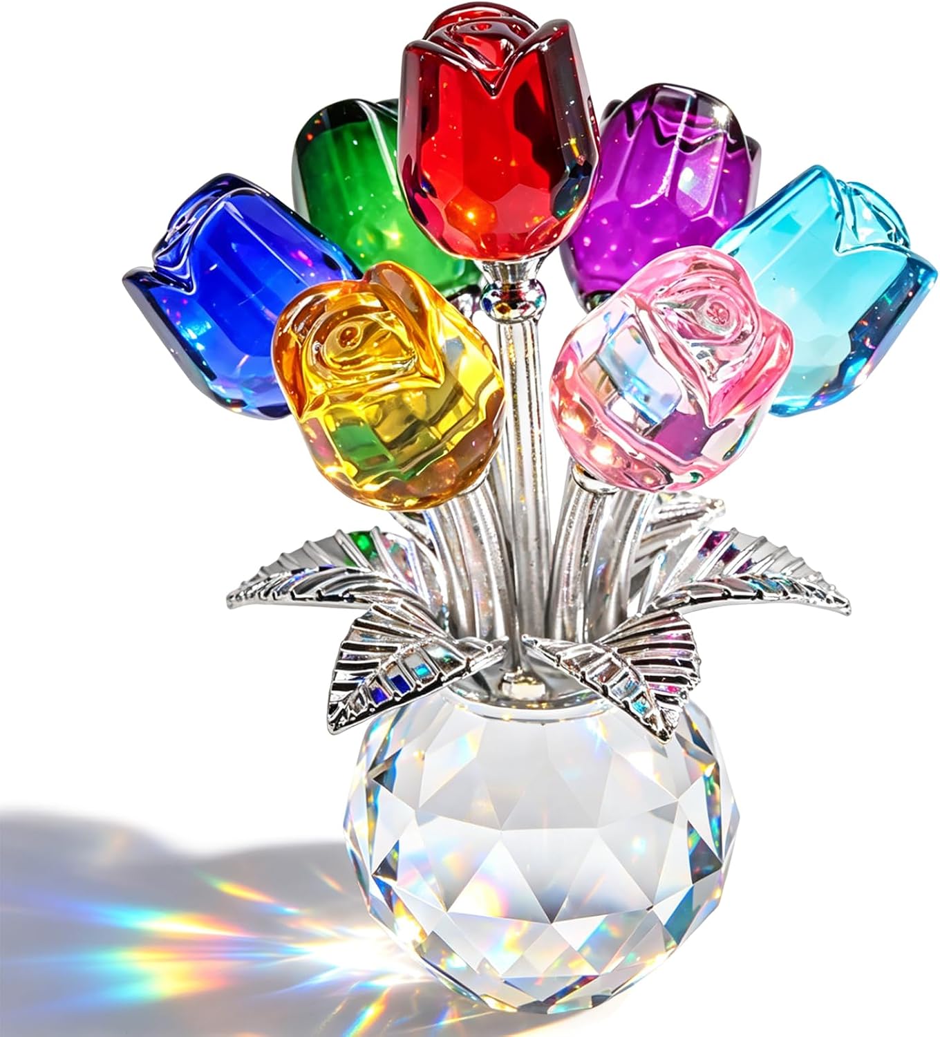 Anxingo Crystal Rose Flower Figurine, Gift for Women and Home Decor