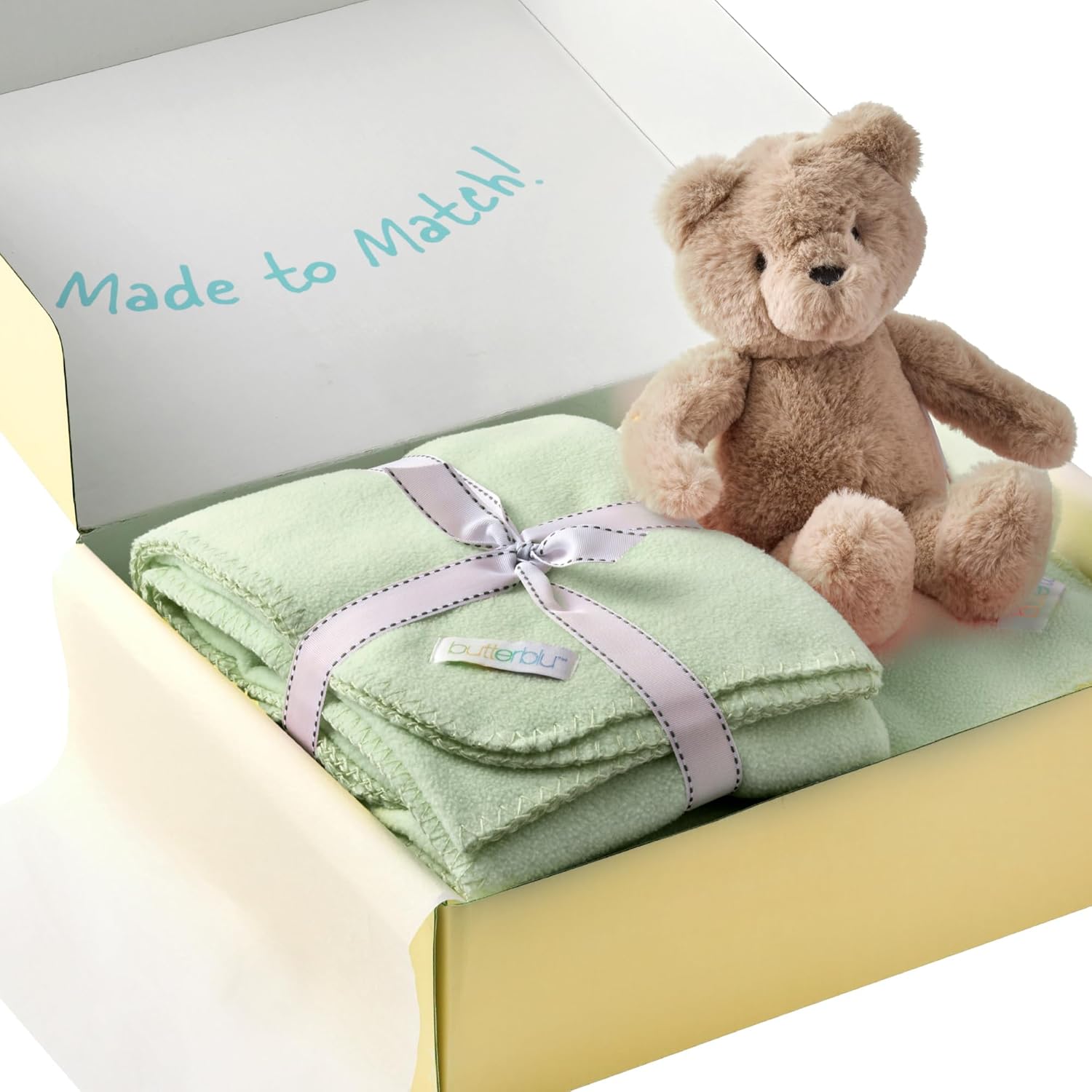 Snuggle Time - 3 Piece Gift Set, Ultra Luxe Plush Fleece Baby Stroller Blanket 30x40, Mom Blanket 50x60, Sage, One Size