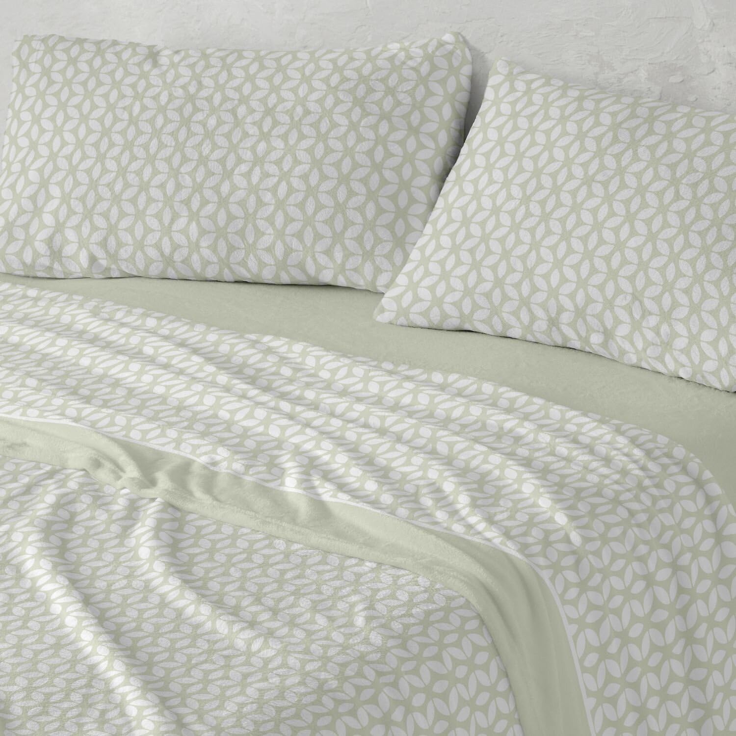 Burrito Blanco | Sábanas de Coralina | Cama de 150cm. (+Medidas Disponibles) | Diseño 988 | Color Oliva (150x190/200cm.)