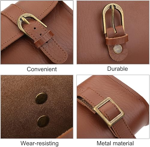 Miniatura 7 de Tbest Accesorios retro de mimbre marrón, retro de cuero artificial ciclo frente marco bolsa de ciclismo accesorio de cuero bolsa alforjas bicicleta