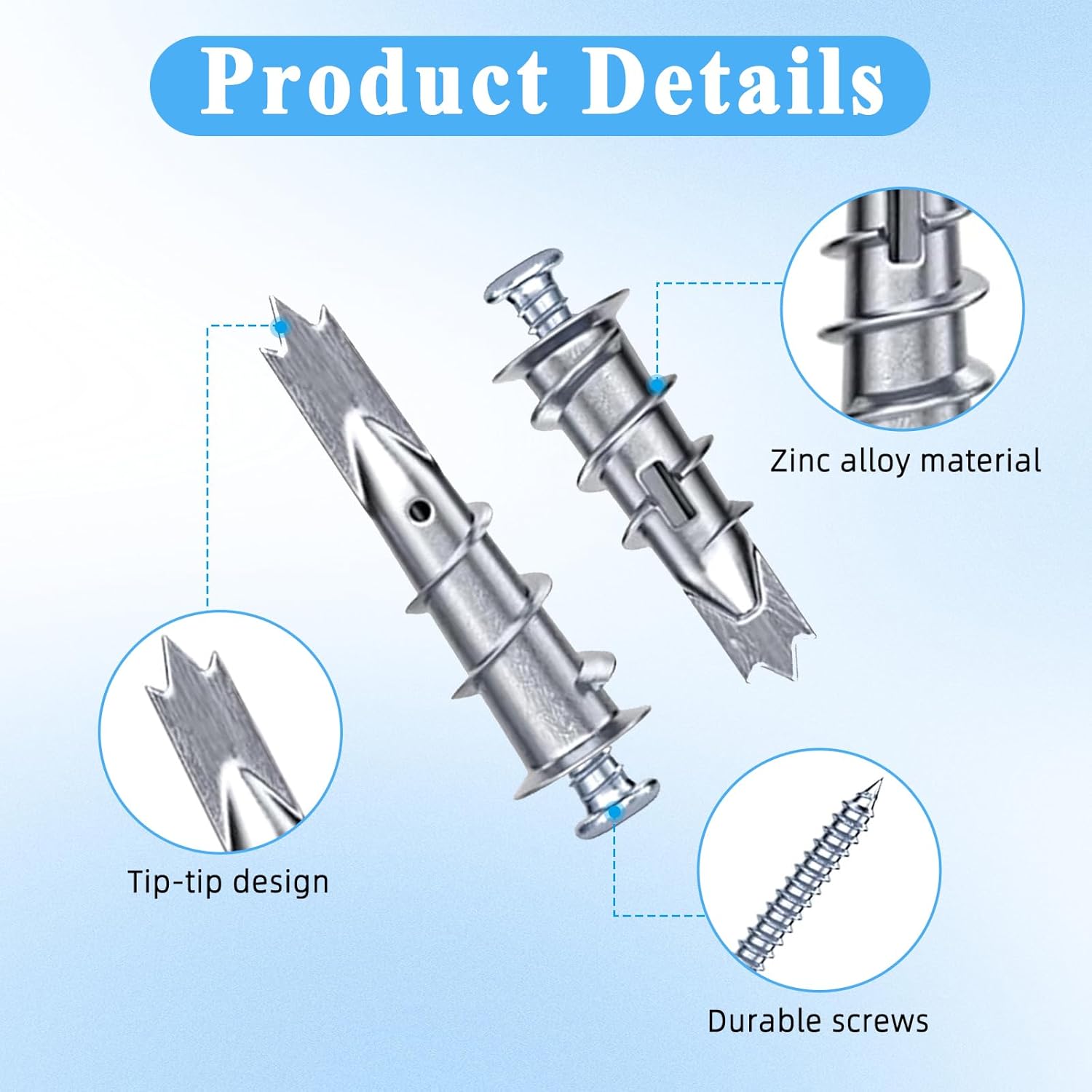 Realjoy Pack of 130 Plasterboard Dowels, Self-Drilling Plasterboard Dowels, Screws and Dowels Set for Plasterboard, Wood and Composite Panels