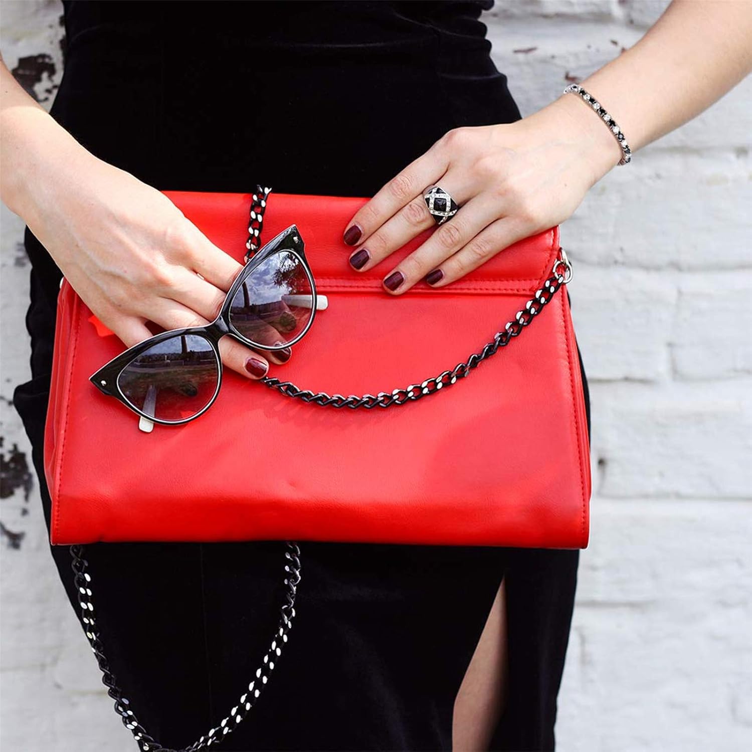 MABELLA Sterling Silver Black & White Round Cut Cubic Zirconia Tennis Gem. Bracelet 7"/ Adjustable Gifts for Women - Image 5