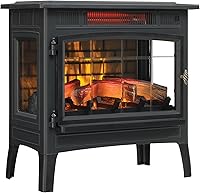 Duraflame Freestanding Electric Fireplace Stove Heater with Realistic 3D Flame Effect, 5200 BTU for 1000 Sq Ft Rooms, Black