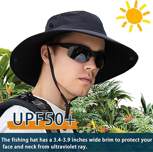 Miniatura 6 de ZOORON Paquete de 1 y 2 sombreros de sol para hombres y mujeres, sombrero de ala ancha, protección UV, impermeable, para pesca, senderismo,