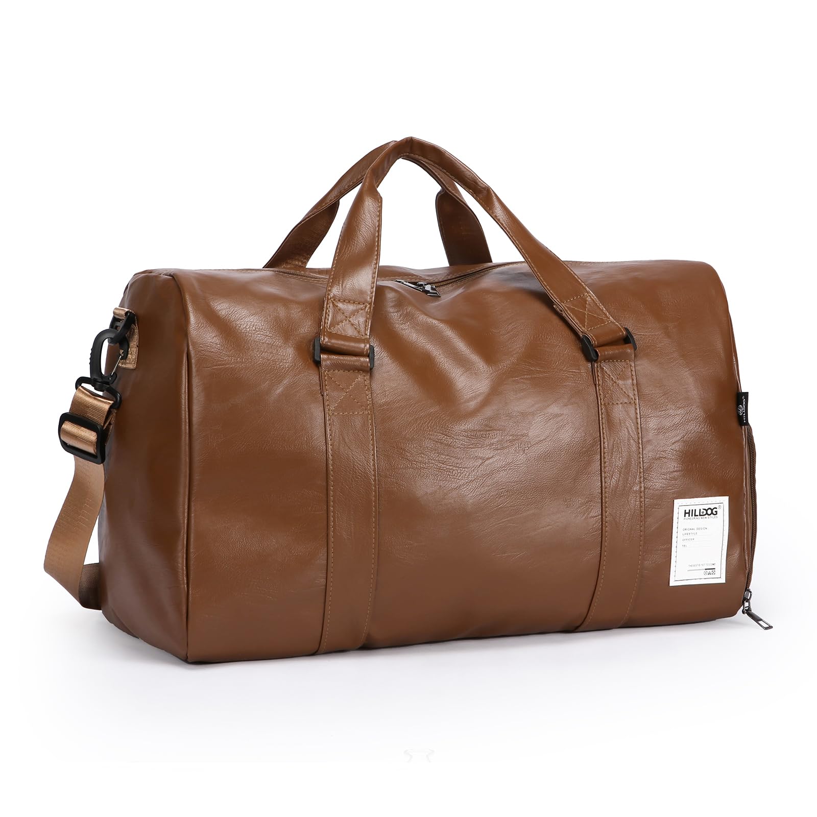 Leather Travel Bag with Shoes Compartment Wet Pocket Sports Gym Tote Bag Travel Duffel for Men Women Overnight