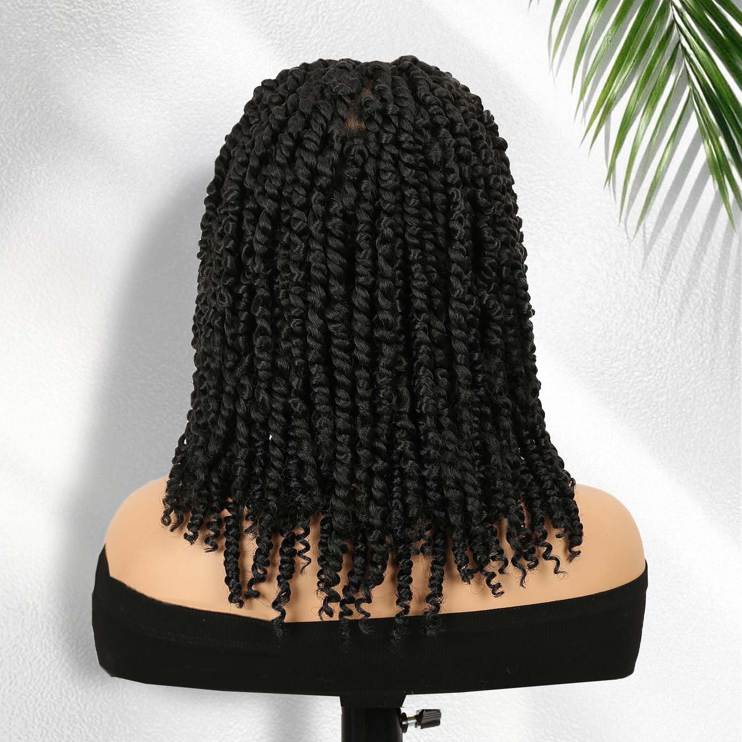 Full Lace Short Passion Twist Wig Knotless Braided Synthetic Hair Amazon.com : Fancy Hair Double Full Lace Knotless Braided  main image 2