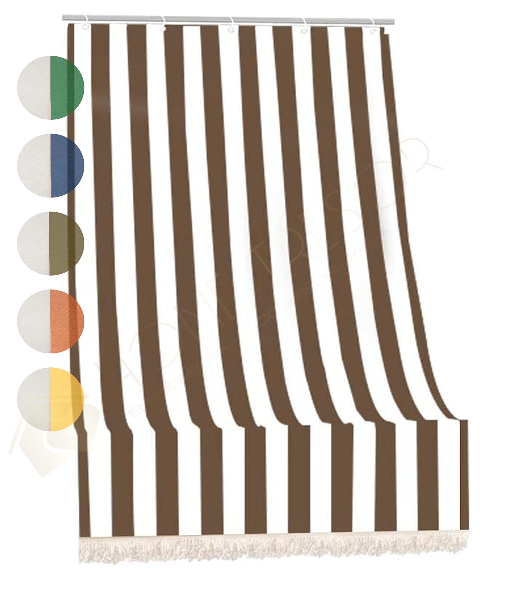 Tenda da Sole da Veranda e da Giardino in Tessuto Resistente, Ombreggiante, Idrorepellente, Protezione dai Raggi UV - Tenda a Caduta Fantasia Rigata (280x300 cm, Marrone)
