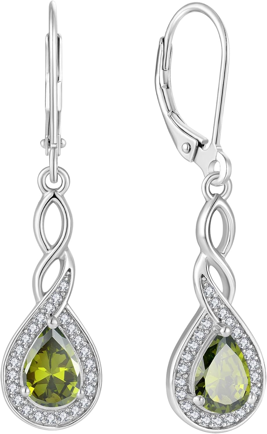 Leverback Earrings Infinity Dangle Drop Earrings 925 Sterling Silver Teardrop Cubic Zirconia Earrings Christmas Gift for Women Her Wife Mother