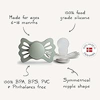 Vista 10 de FRIGG - Chupete de silicona Lucky Symmetrical SilkySoft para bebé, fabricado en Dinamarca, sin BPA (lila blanca/morado crepúsculo, 6-18 meses)