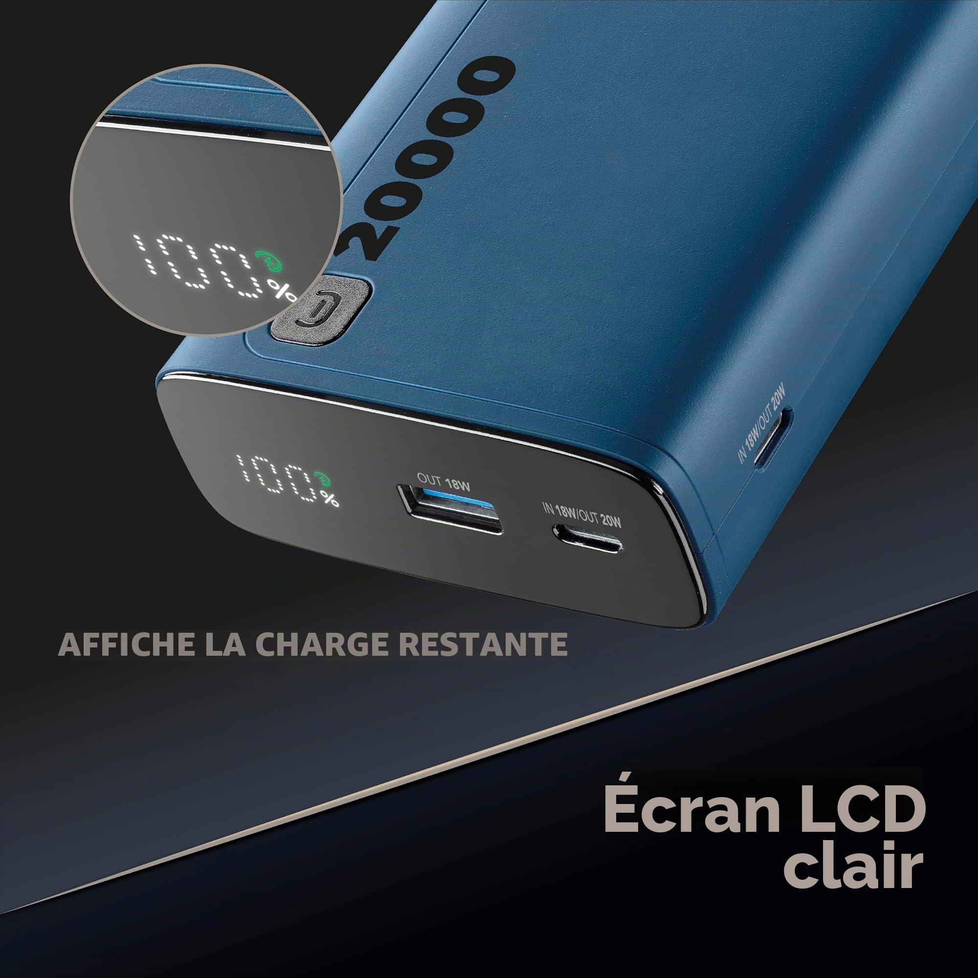 Cellularline - Elite 20000 - Chargeur Portable - Capacité de 20 000 mAh - +144 Heures de Charge supplémentaire - 1 x USB Output : 18 W Adaptive Technology - 2 x USB-C Entrée : 18 W/Sortie : 20 W PD -