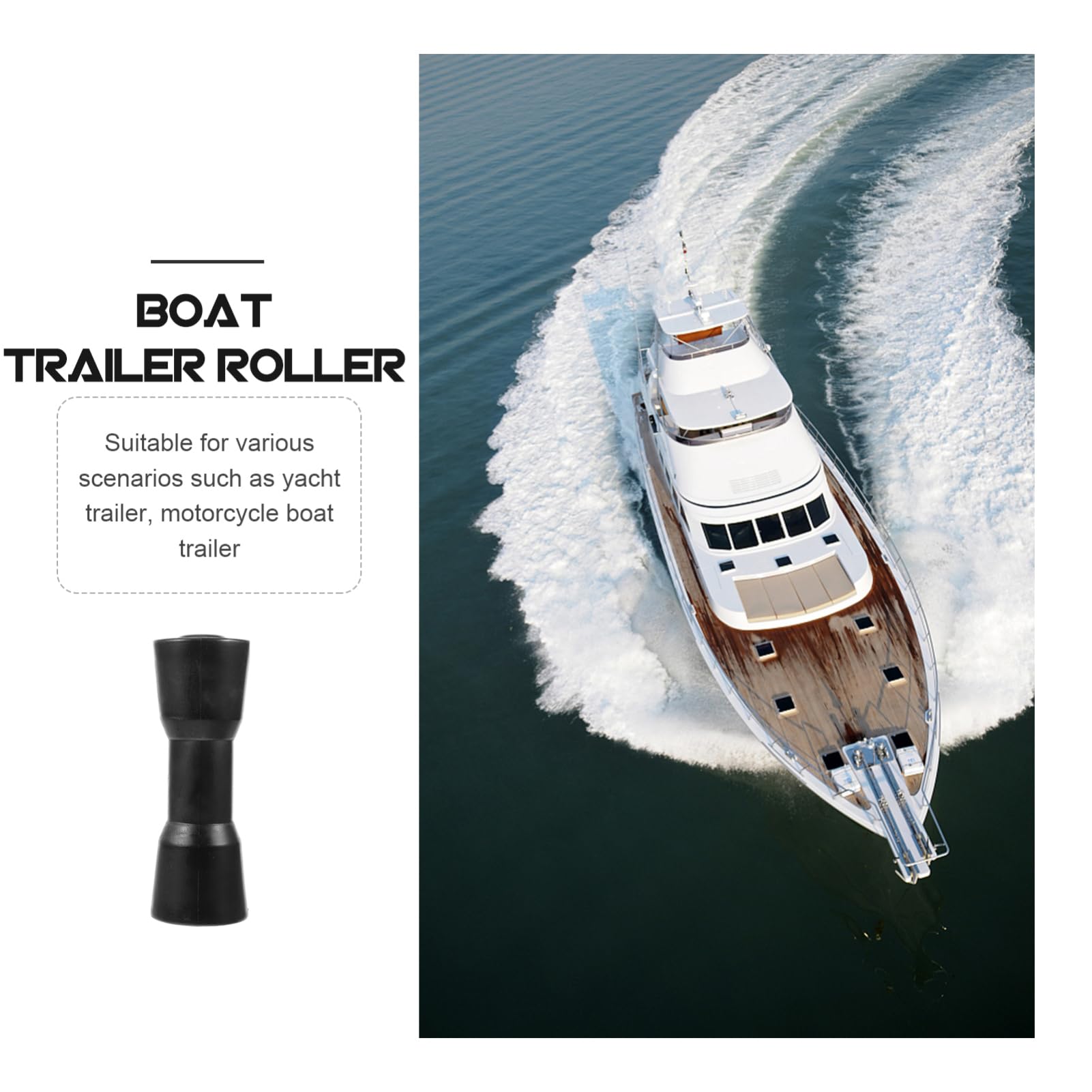 ifundom Rullo per Rimorchio per Barche in PVC Nero, Ricambio Guida | Yacht e Motoacqua, Usura Ridotta e Stabilità, Accessori Completi per Montaggio Rapido