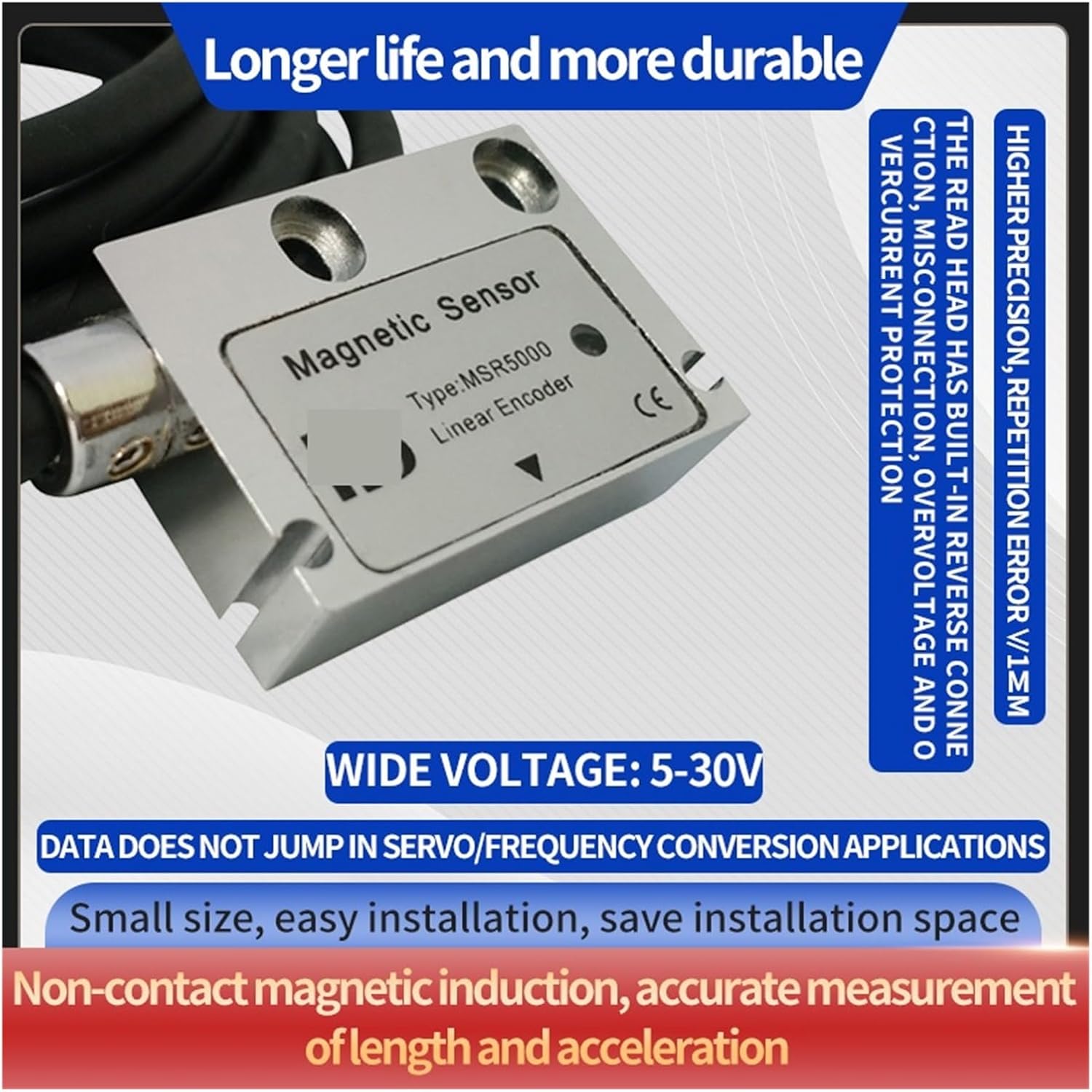 磁気グリッド読み取りヘッド MSR5000 磁気グリッド定規 格子定規読み取りヘッド 磁気シャン 変位測定センサー 広い測定範囲と正