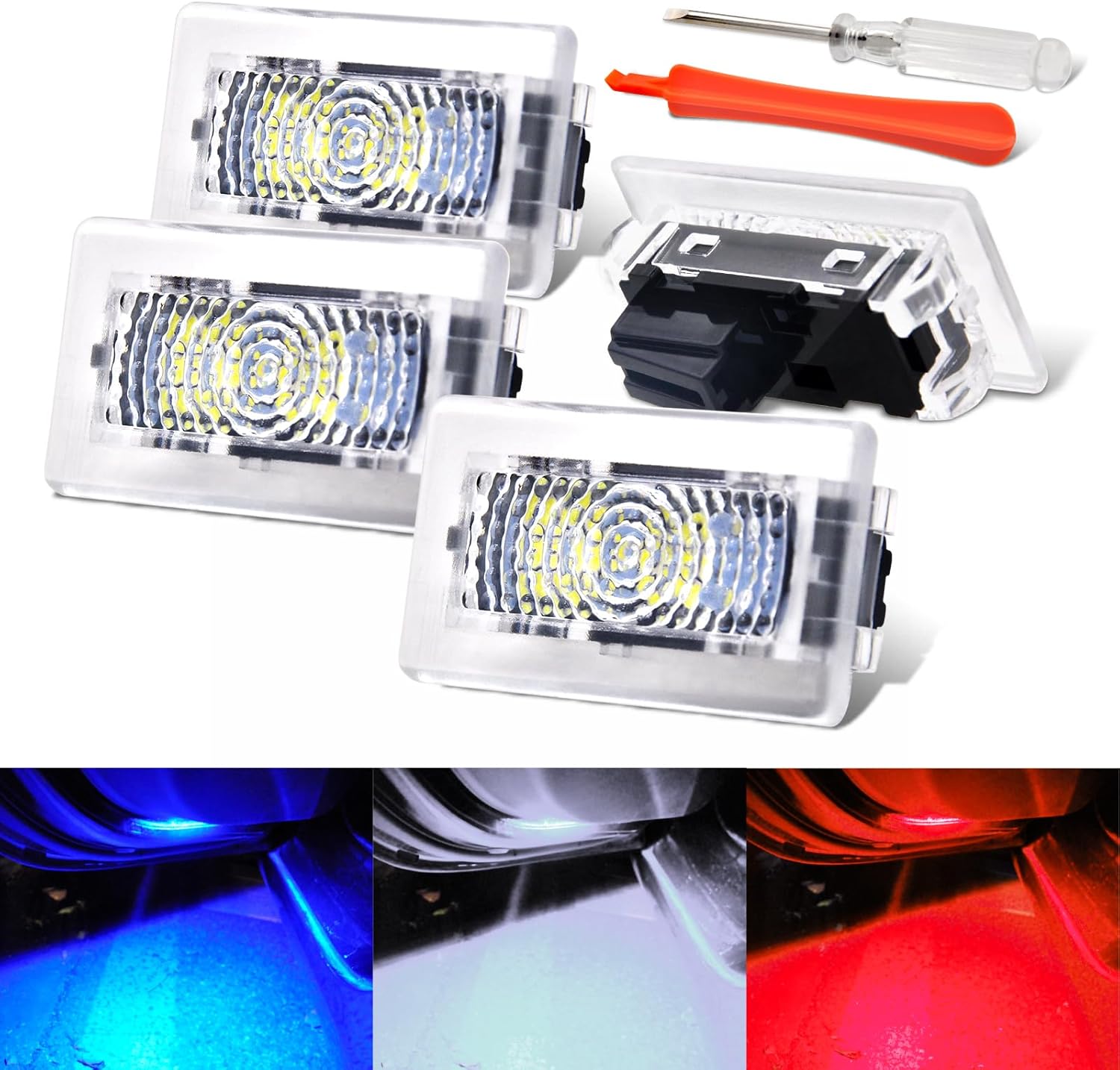 Prutomr Upgrade Replacement LED bulb Kit for Tesla Model 3 X S Y Interior Ambient Accessories Fit Footwell Trunk Frunk Door Puddle Glovebox Lights Brighten Up Easy DIY Install (Red)