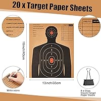 Vista 3 de Shappy 30 soportes para objetivos de disparo, 2 bases ajustables con 20 blancos de tiro de papel, silueta de cartón, 8 clips grandes de 2.4 pulgadas