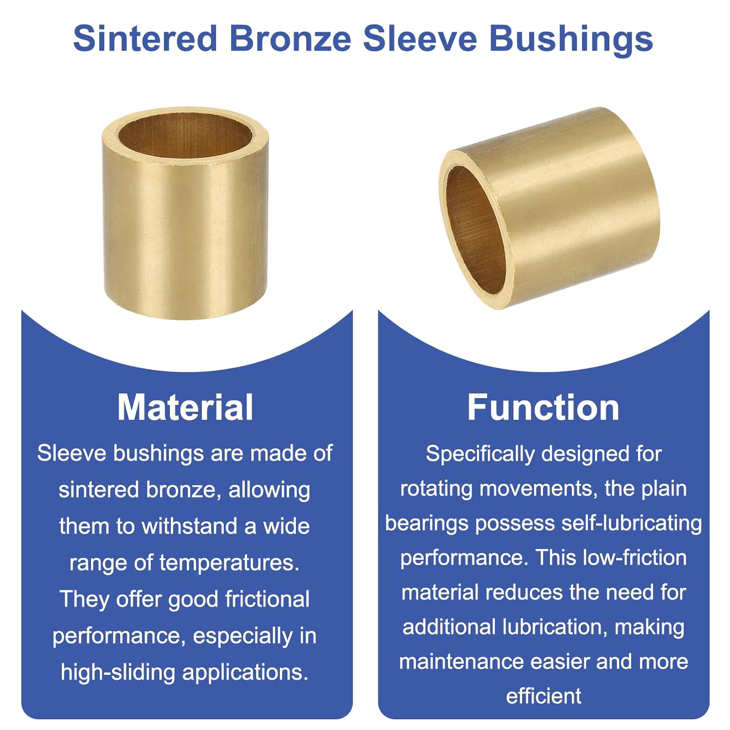 uxcell Sleeve Bearings, 40mm Bore x 50mm OD x 50mm Length, Self-Lubricating Sintered Bronze Bushings