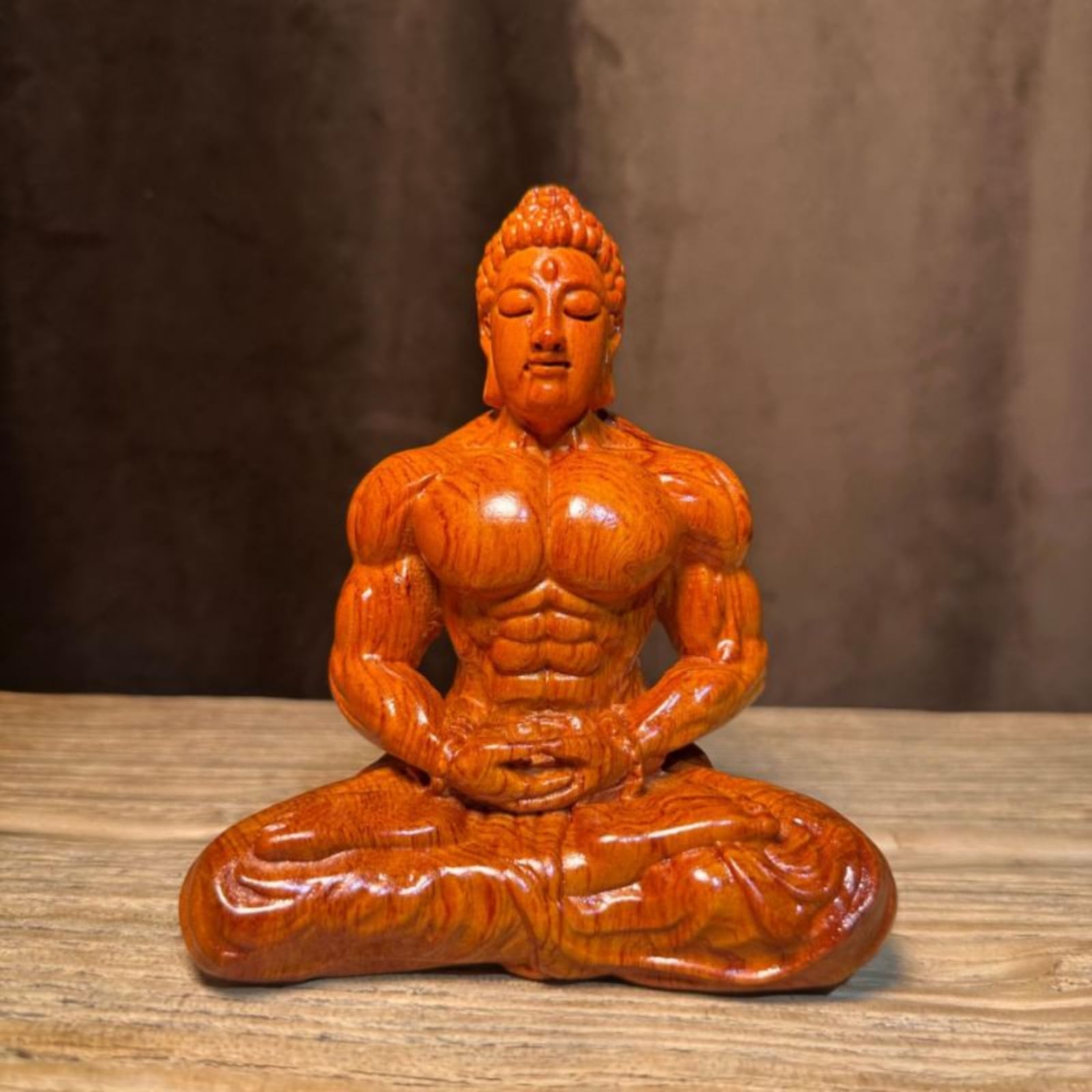 Perfeclan Estatua Buda de Madera Figura Escultura Talla Artística de Buda en Madera Maciza con Detalle Artesanal Adecuada para Escritorio de Oficina Estanterías, 14-12-7.5cm, Ebony