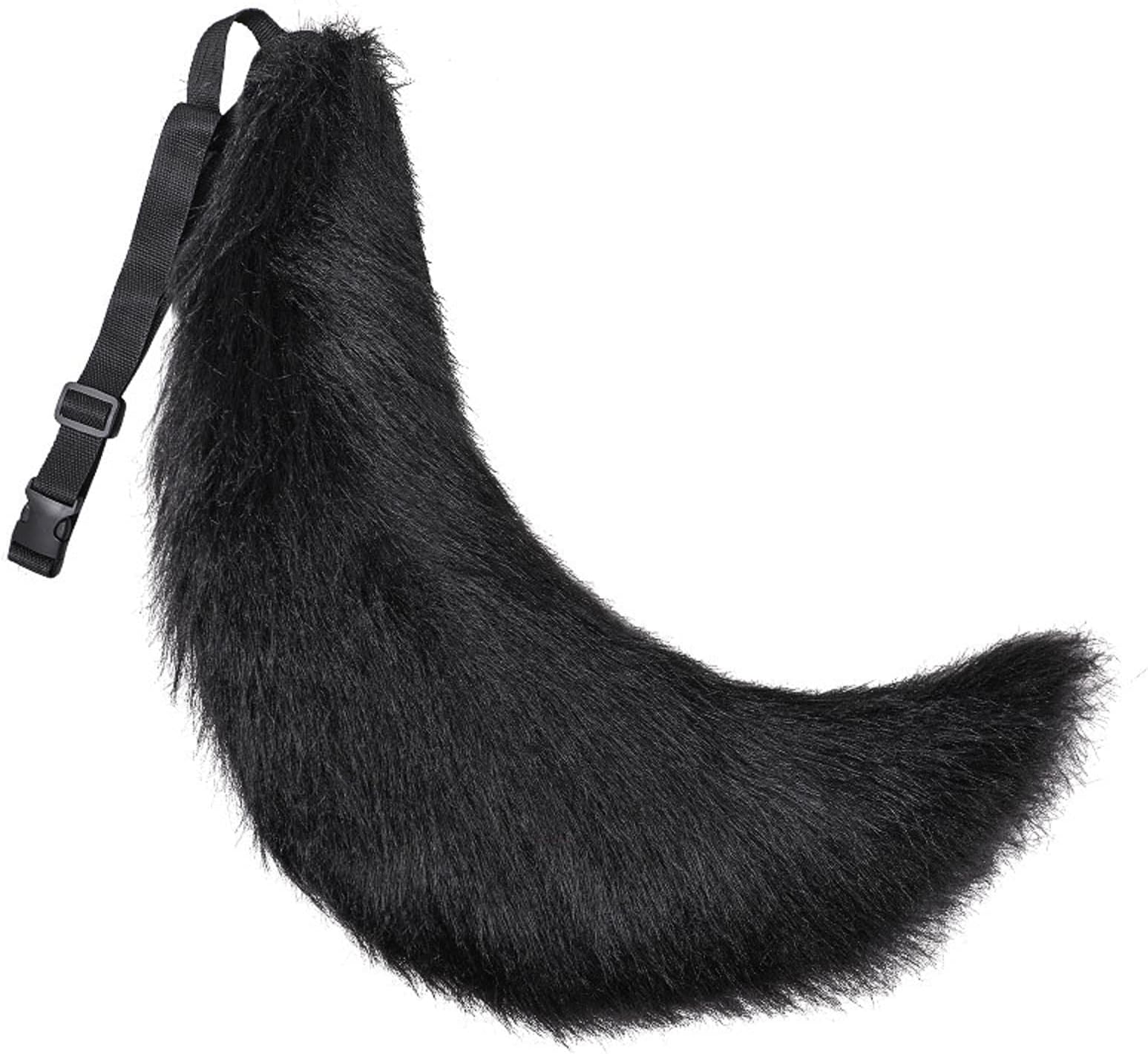 Fxaelian Faux Fur Animal Big Tail Fox Cat Dog Wolf Tail Set Halloween Cosplay Party Costume Accessory
