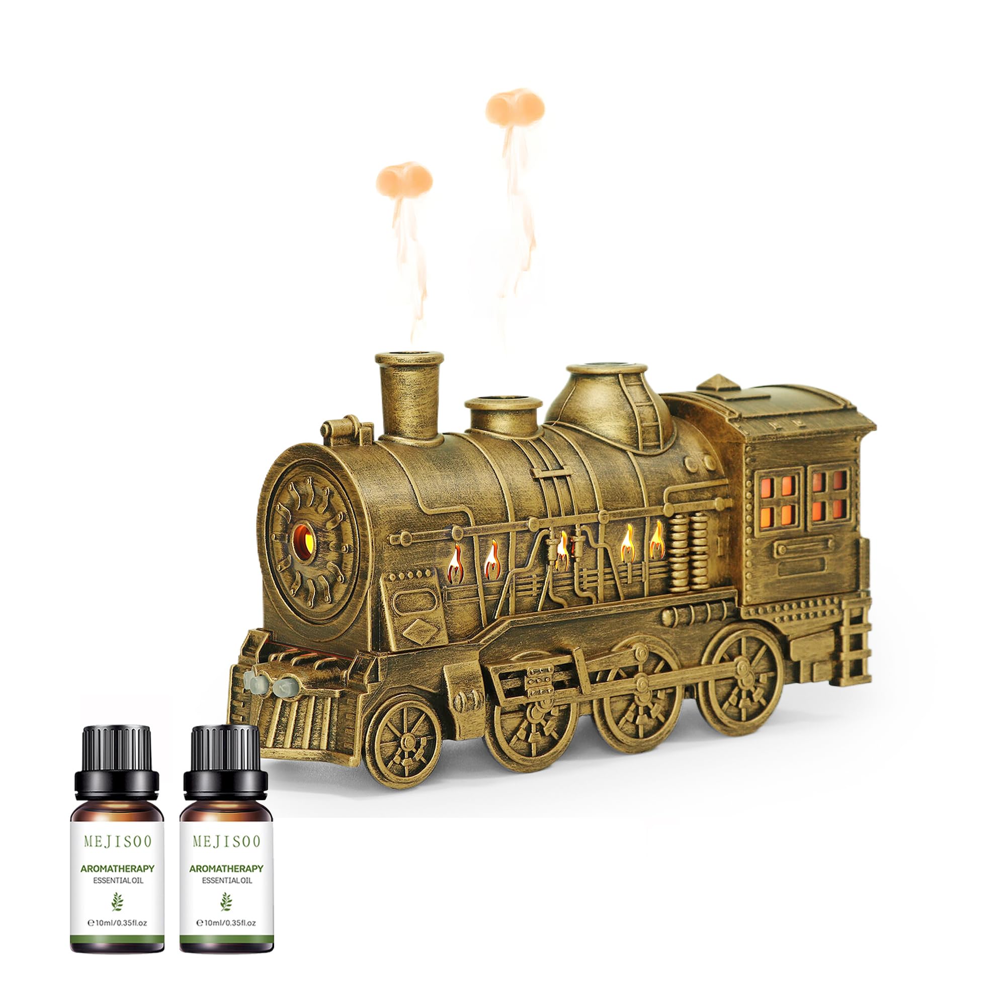 Diffuseur d'arômes Train rétro avec 2 huiles 300ml (Doré)
