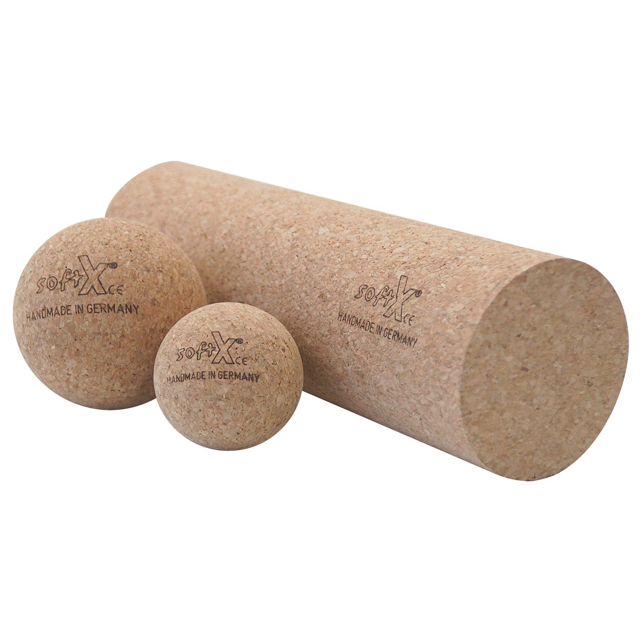 softX® Faszien-Set aus Kork 3-tlg. Massage Rolle Ball Selbst Massage