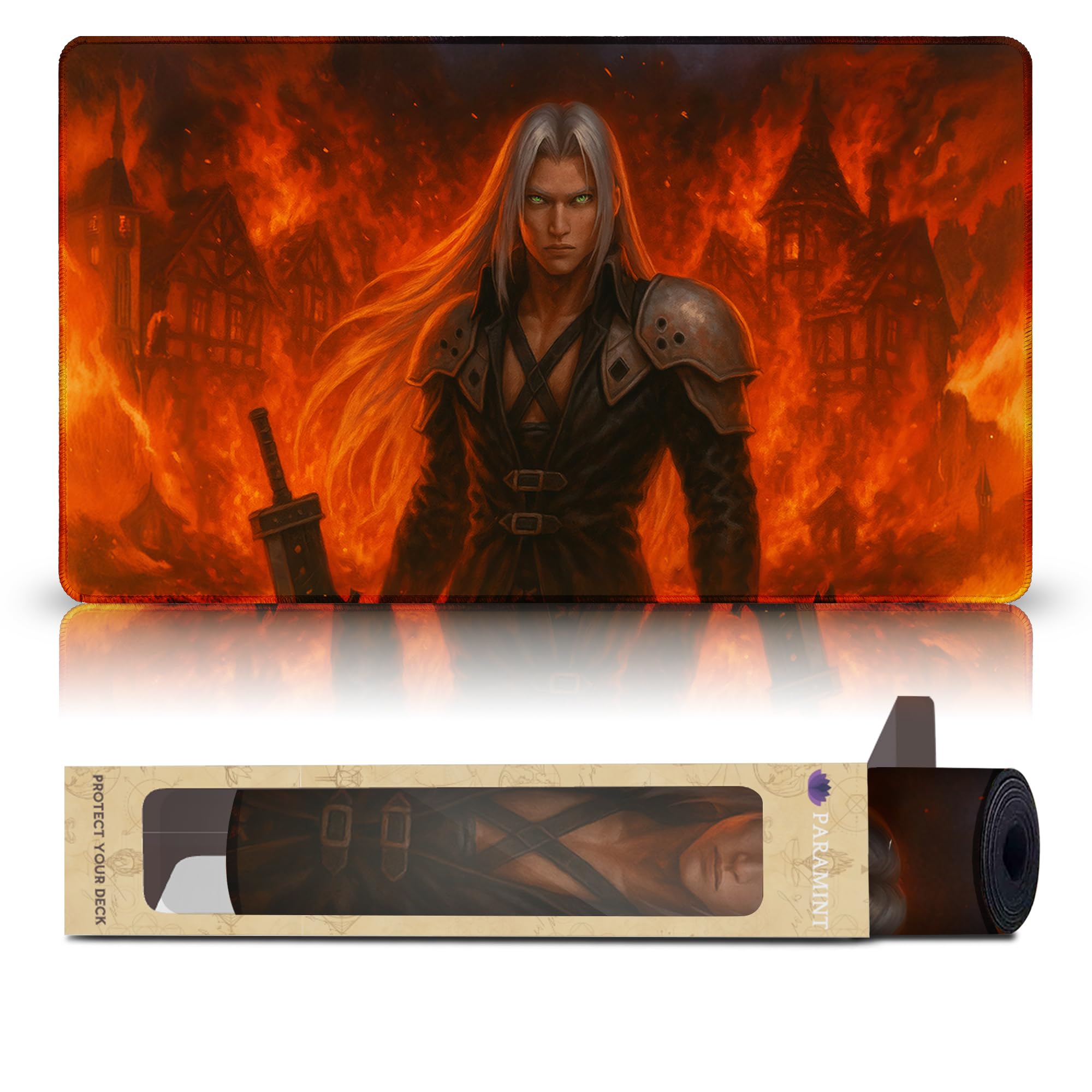 Wizcraft Gaming Nibelheim Flames - 24x14 Stitched MTG Playmat
