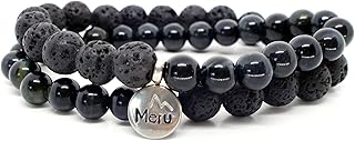 Premium Mala Beads Wrap Bracelets for Men - Tigers Eye & Onyx - Tigers Eye & Lava Rock - Large and X-Large - Gemini Birthstone - May Birthstone, Large, X-Large, Gemstone, lava rock, tigers eye