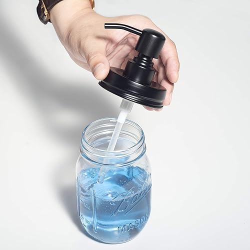 Miniatura 7 de Mason Jar - Dispensador de jabón de manos de vidrio, decoración de baño, cocina, granja con bomba de acero inoxidable 304 a prueba de óxido, ideal