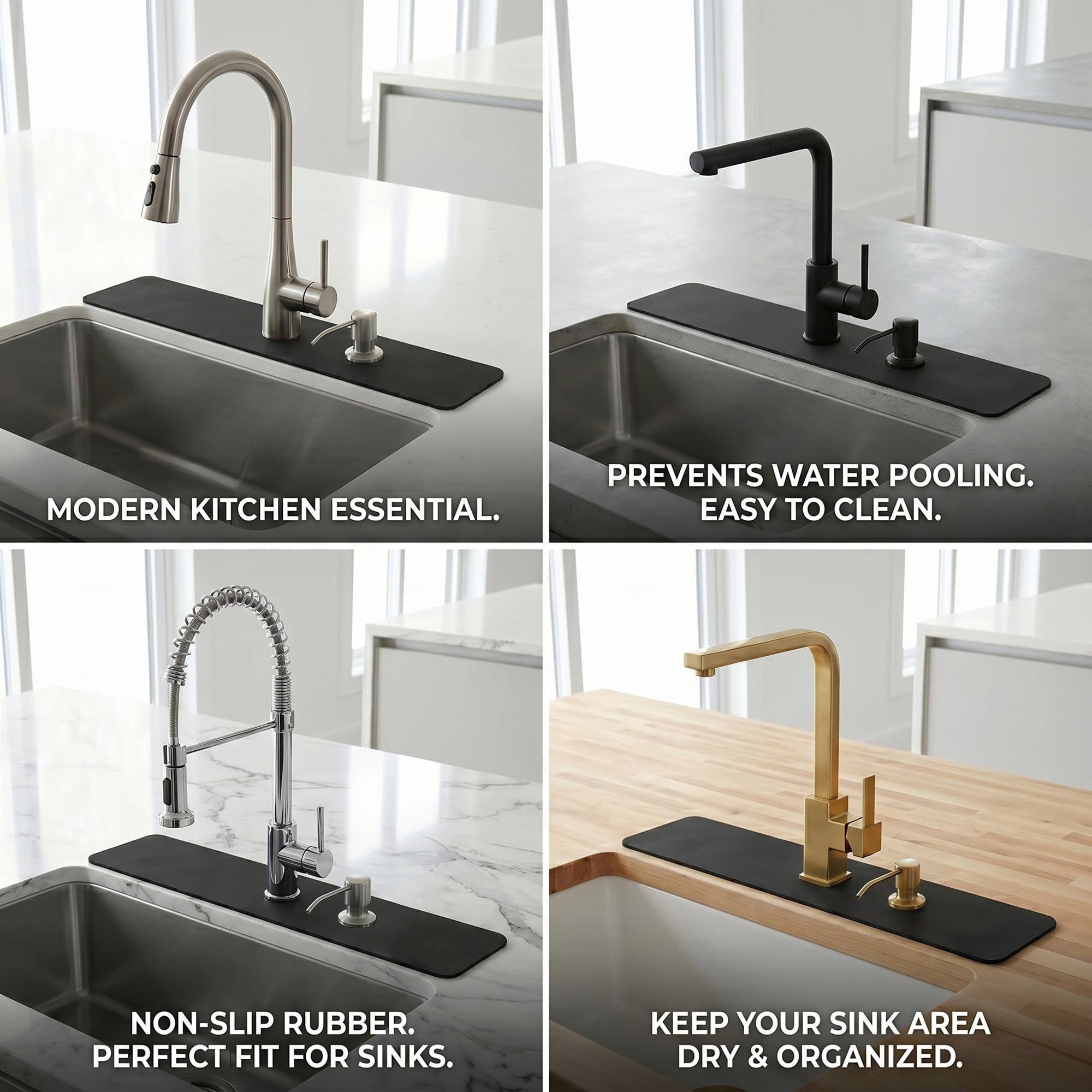 Absorbent Kitchen Sink Faucet Mat for 2-Hole 4" On-Center Faucets 30"x5.5" — Amazon image 3