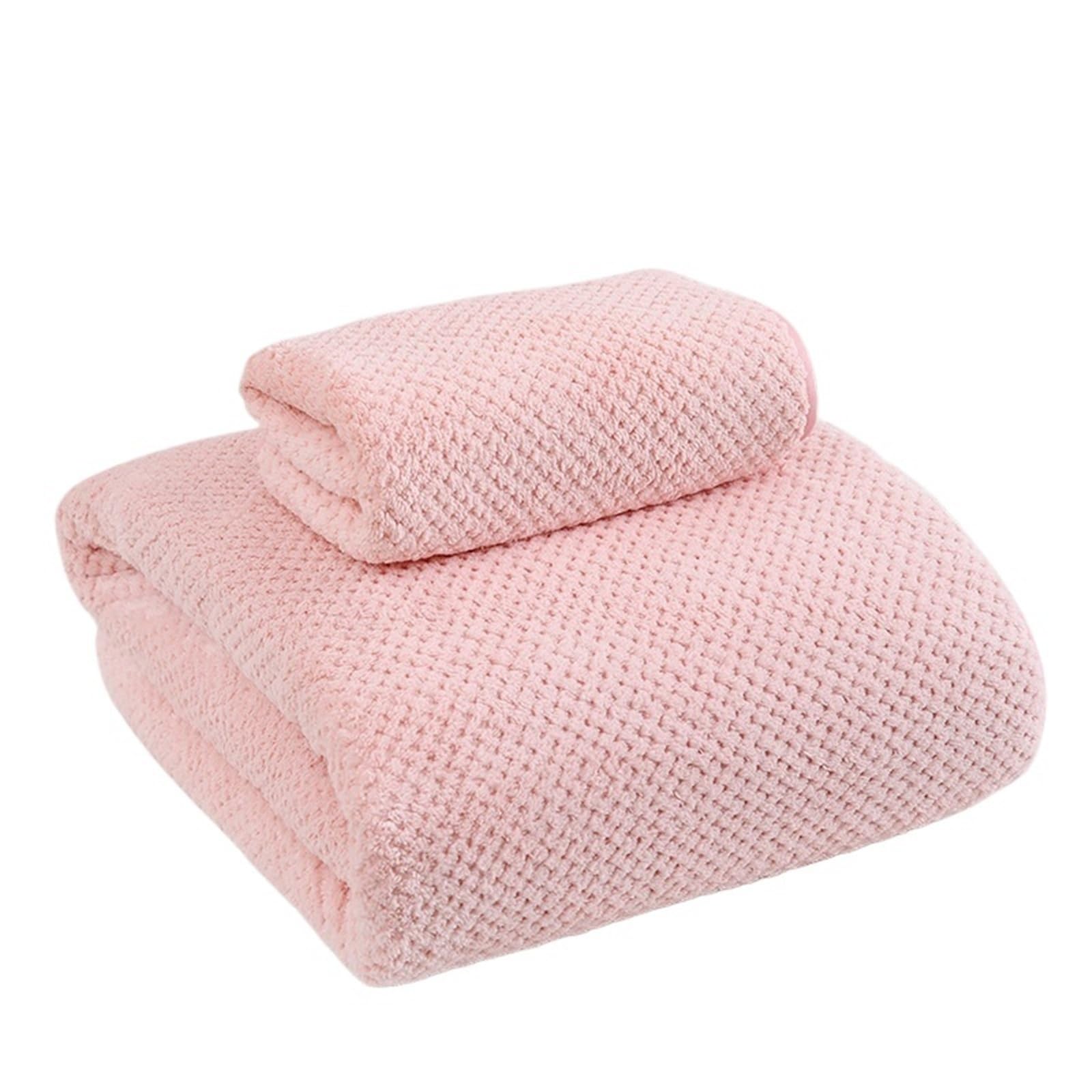 GMEqfhpOPS Boluoge large bath towel, thickened absorbent quick drying beach towel, coral fleece bath towel, household adult towel Towels Bath(Pink,140x70cm)