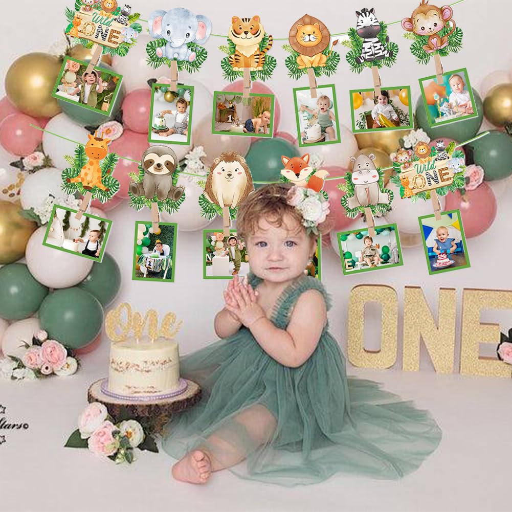 Guirlande Anniversaire 1 An, Bébé Photo Banderole 1 A 12 Mois, Photo Bannière Guirlande Papier Kraft Pour Garçon Fille Première Anniversaire Fête Décor