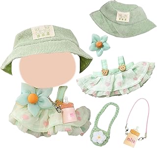 Ropa de muñeca de 17 cm, compatible con Labubu muñecas, ropa de verano para muñecas juveniles, juego de accesorios con 1 v...