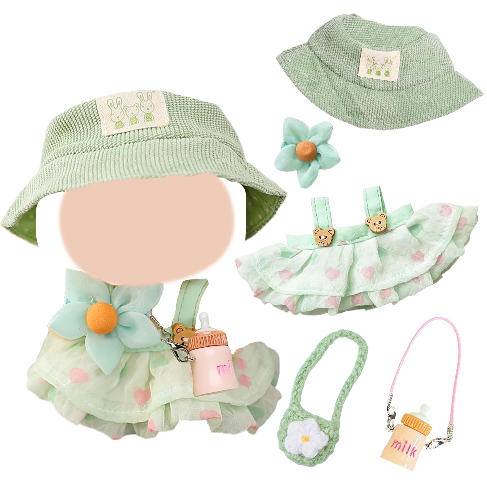 NHQZ Vêtements de poupée de 17 cm pour poupées labubu de 17 cm, 1 chapeau, 1 T-shirt, 1 barboteuse, ensemble marron, sans poupée NHQZ Vêtements de poupée de 17 cm pour poupées labubu de 17 cm, 1 chapeau, 1 T-shirt, 1 barboteuse, ensemble marron, sans poupée