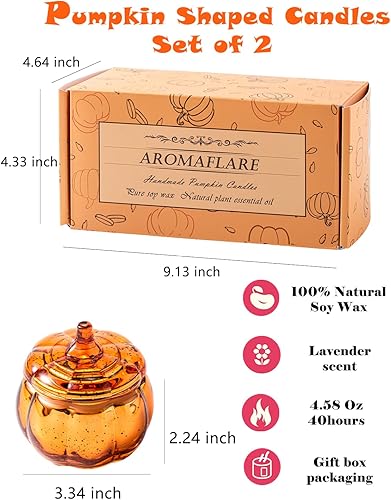 Miniatura 3 de LPUSA Vela de calabaza con aroma a lavanda Vela de cera de soja natural y orgánica Vela en forma de taza para aromaterapia, meditación, decoración