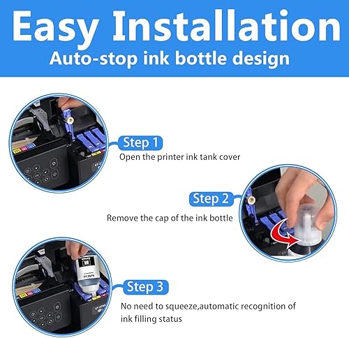 Miniatura 2 de LCL Botellas de repuesto de tinta compatibles para tinta 522 T522 compatibles con EcoTank ET-2800 ET-2803 ET-2810 ET-2811 ET-2820 ET-2840 ET-2710