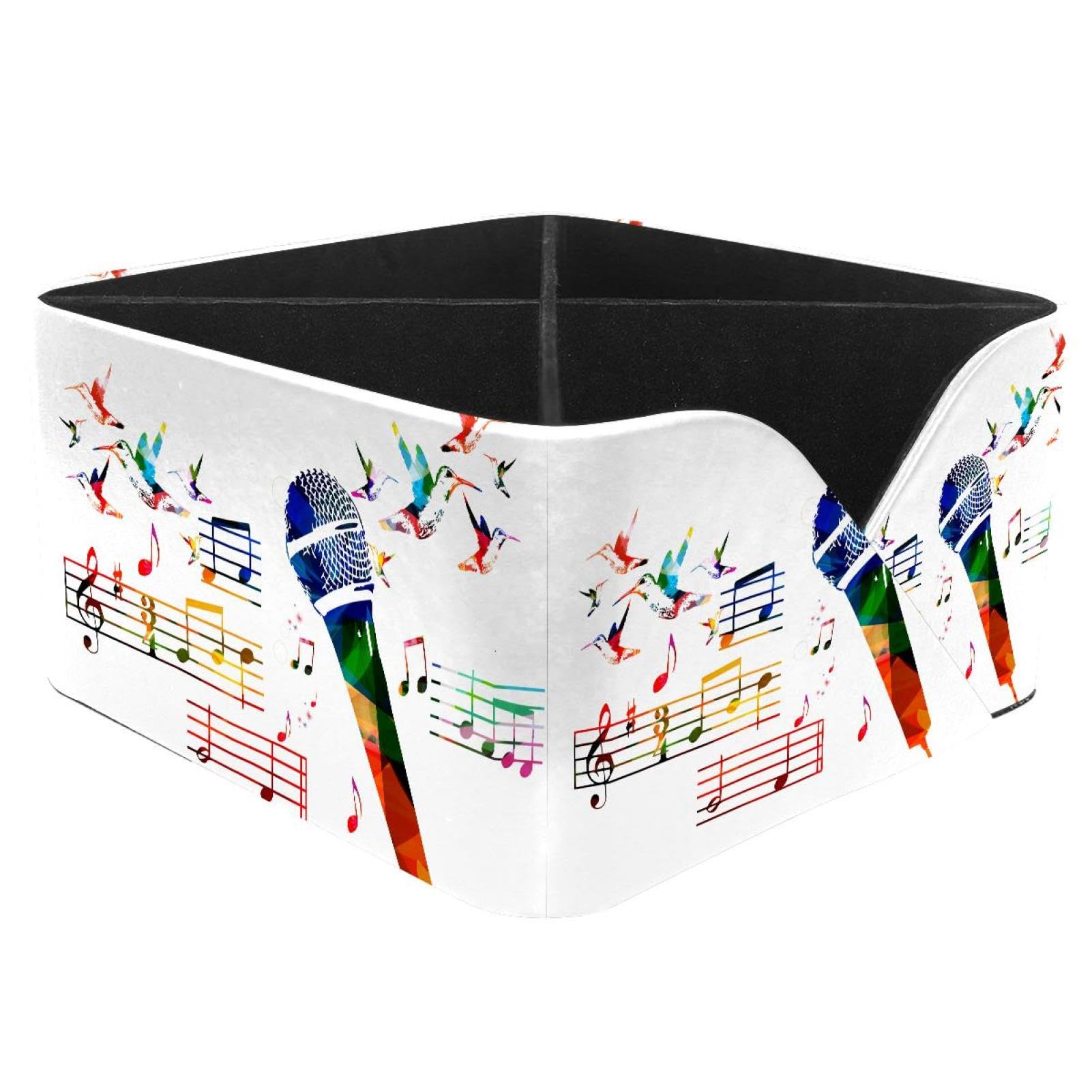 KengjuTesu Music Humming Birds Desktop Organizer Pen Holder, Rectangular Pencil Cup for Office, Study and Makeup Stations