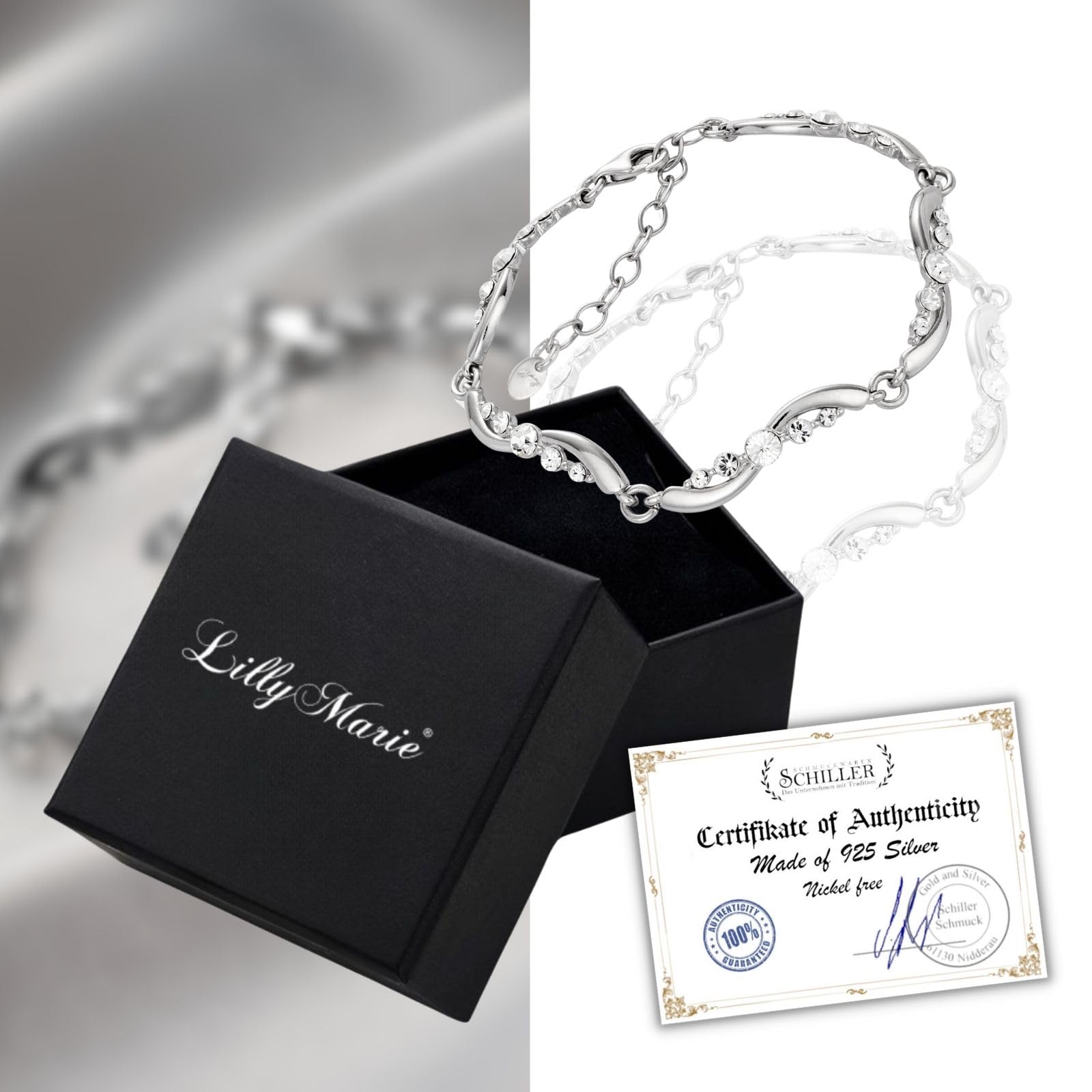 Hochwertiges Damen Armband Aus 925 Sterlingsilber Mit Zirkonia Kristallen