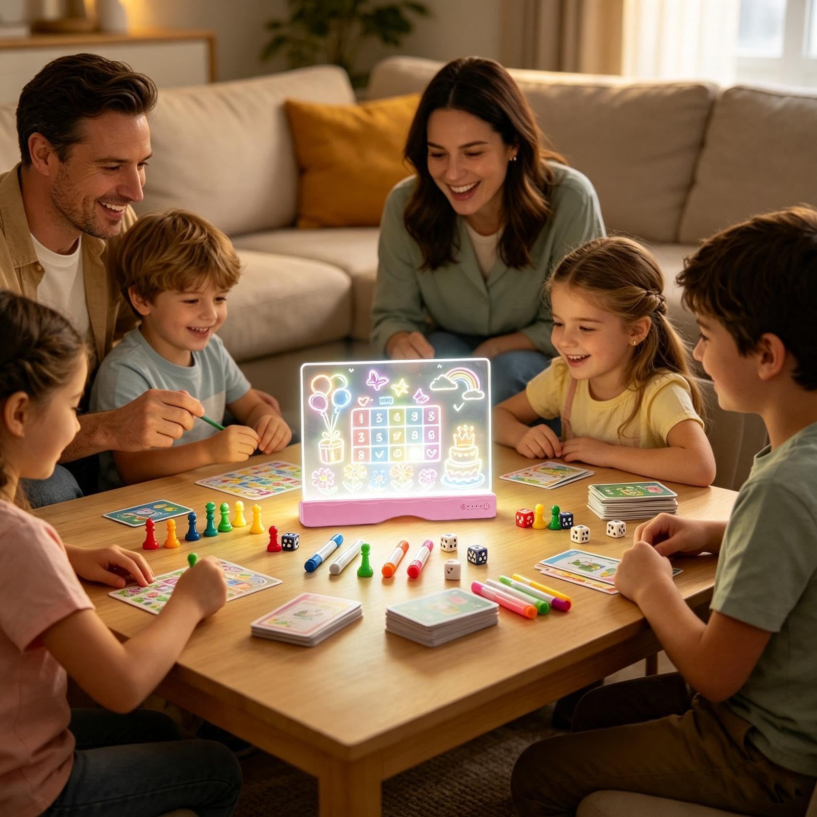 Tablero de dibujo LED recargable con marcadores
