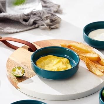 Ceramic Little Dish,9cm Dip Bowls Tea Bag Dishes Ramekins Set of 6, Small Bowls for Tapas Saucers Snack Balti Curry Ice Cream Sushi, Ketchup, BBQ (Green)