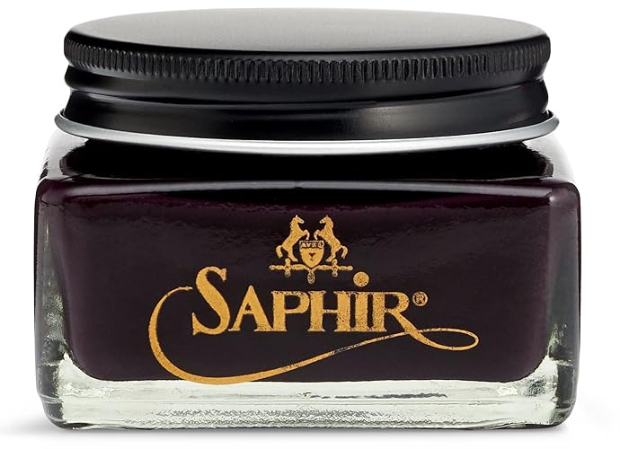 Saphir Medaille d'Or Pommadier Cream 75ml – Natural Cream Leather Shoe Polish, Leather Conditioner for Boots, Handbags - Burgundy
