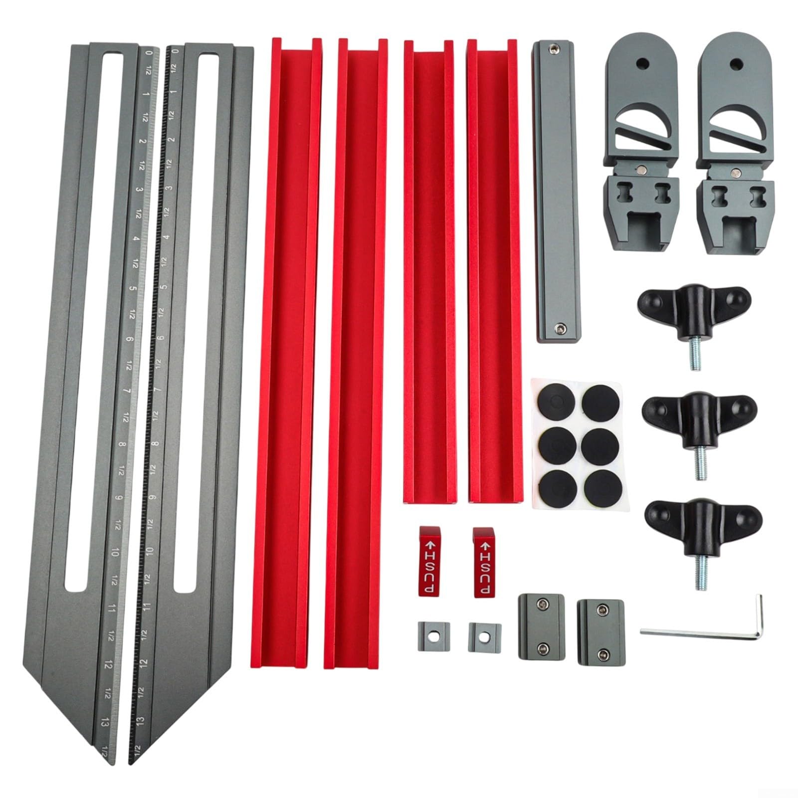 Outil de gabarit de marche d'escalier en alliage d'aluminium – Gabarit de mesure réglable pour la disposition des escaliers, le traçage et la mesure de la bande de roulement (45,5 à 149,6 cm
