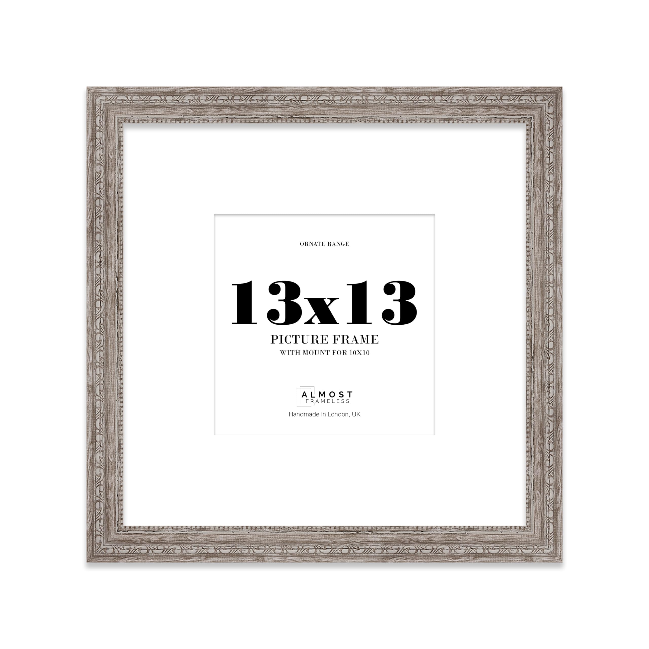 13x13 Walnut Ornate Photo Frame With White Mat For 10x10 Picture, Ready to Hang or Stand, 1 Pack โ image 1