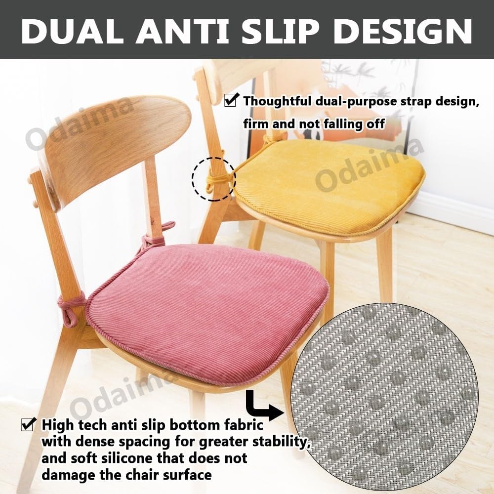 Chair Cushions for Dining Chairs 1/2/4/6 Pack, Thick Chair Pads with Ties Non Slip, Soft and Comfortable Seat Cushion for Kitchen Dining Office Chair U Shaped, Washable and Detachable(#2,2pcs)