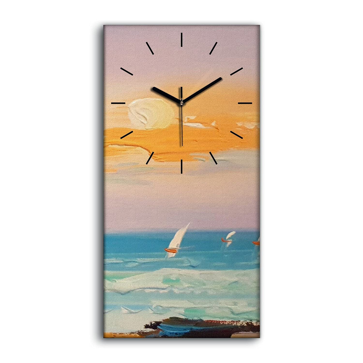 Art mural d'exception avec horloge sur toile abstraite 30x60cm