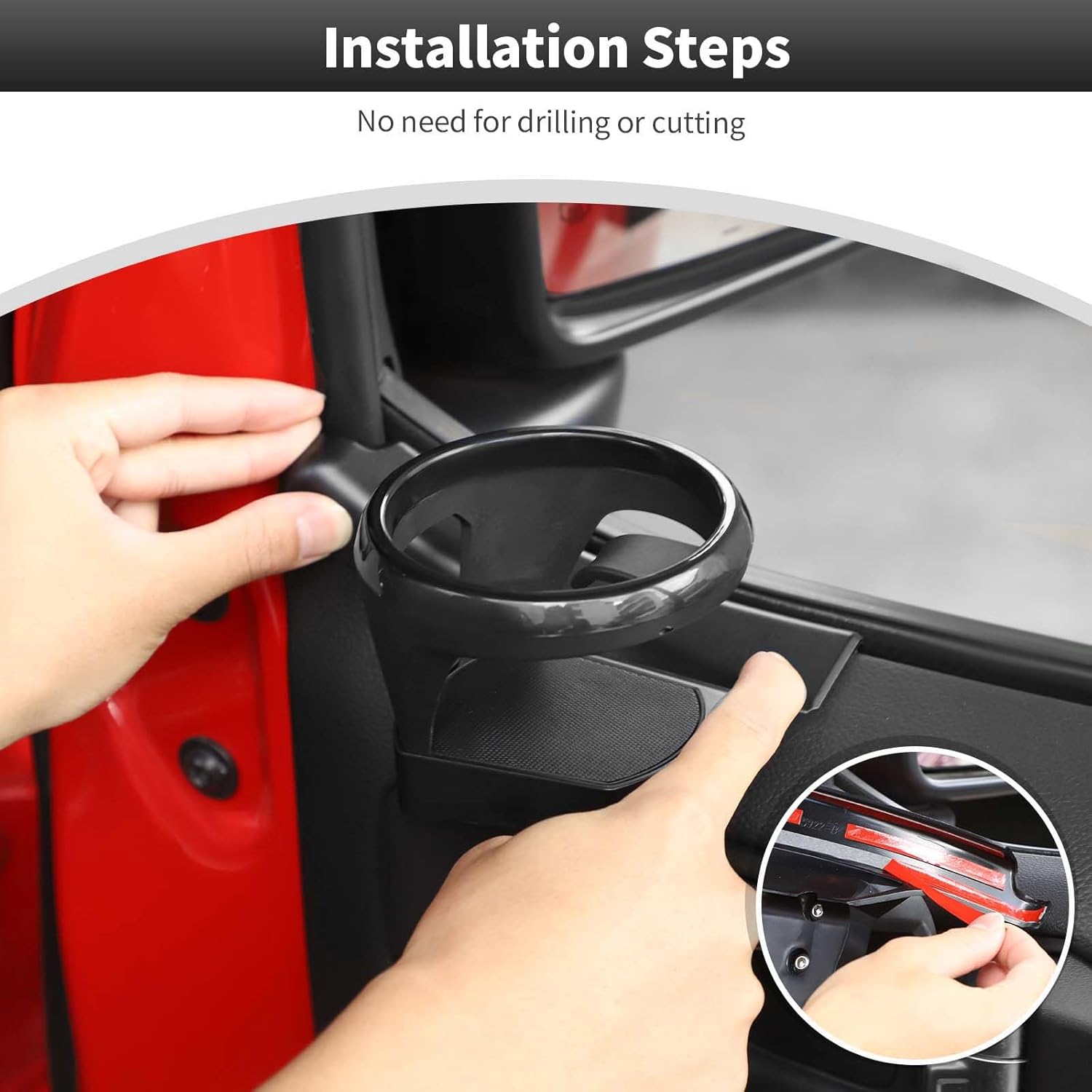 CheroCar Door Cup Holder Right Left Side Door Cup Holder Interior Drink Water Cup Holder for 201-2026 Jeep Wrangler JL JLU Gladiator JT Driver Side & Passenger Side
