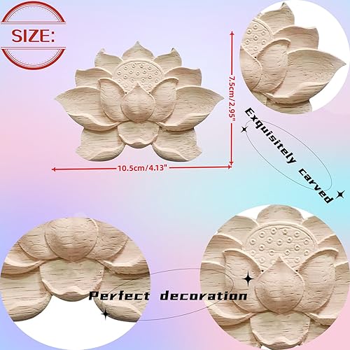 Miniatura 7 de 2 calcomanías de talla de madera sin pintar, apliques de madera tallada para muebles de bricolaje para pared, cama, puerta, armario, muebles,
