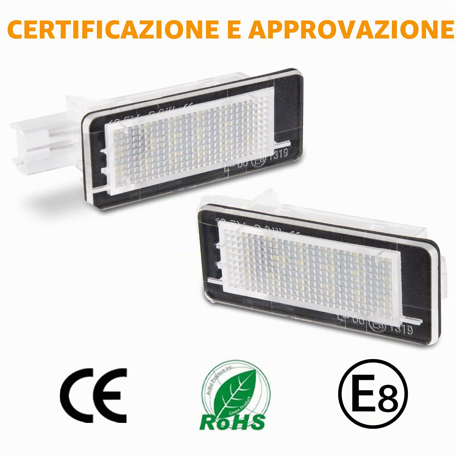 POPMOTORZ 2 Pezzi Luci targa, Luce targa a LED 18 LED 2835 SMD con Canbus Sesign Senza Errori Bianco Installazione Semplice per Renault Captur Clio 3 Clio 4 Espace 4 Fluence Laguna 3