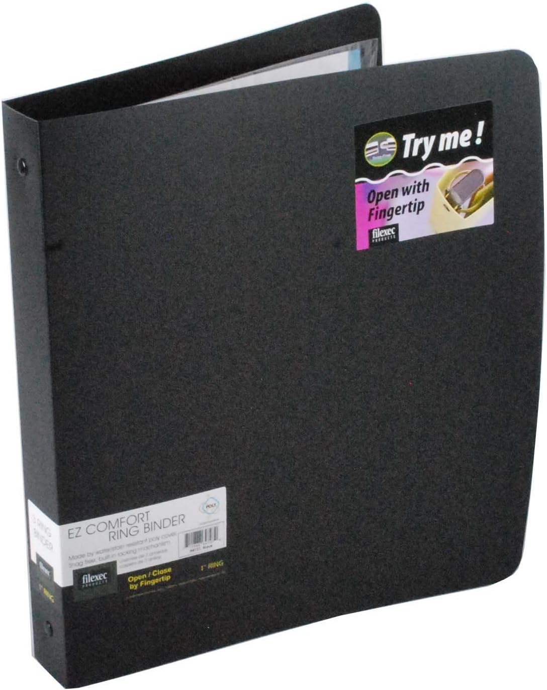 Filexec, EZ Comfort Ring Binder, 1Inch, Opaque Black