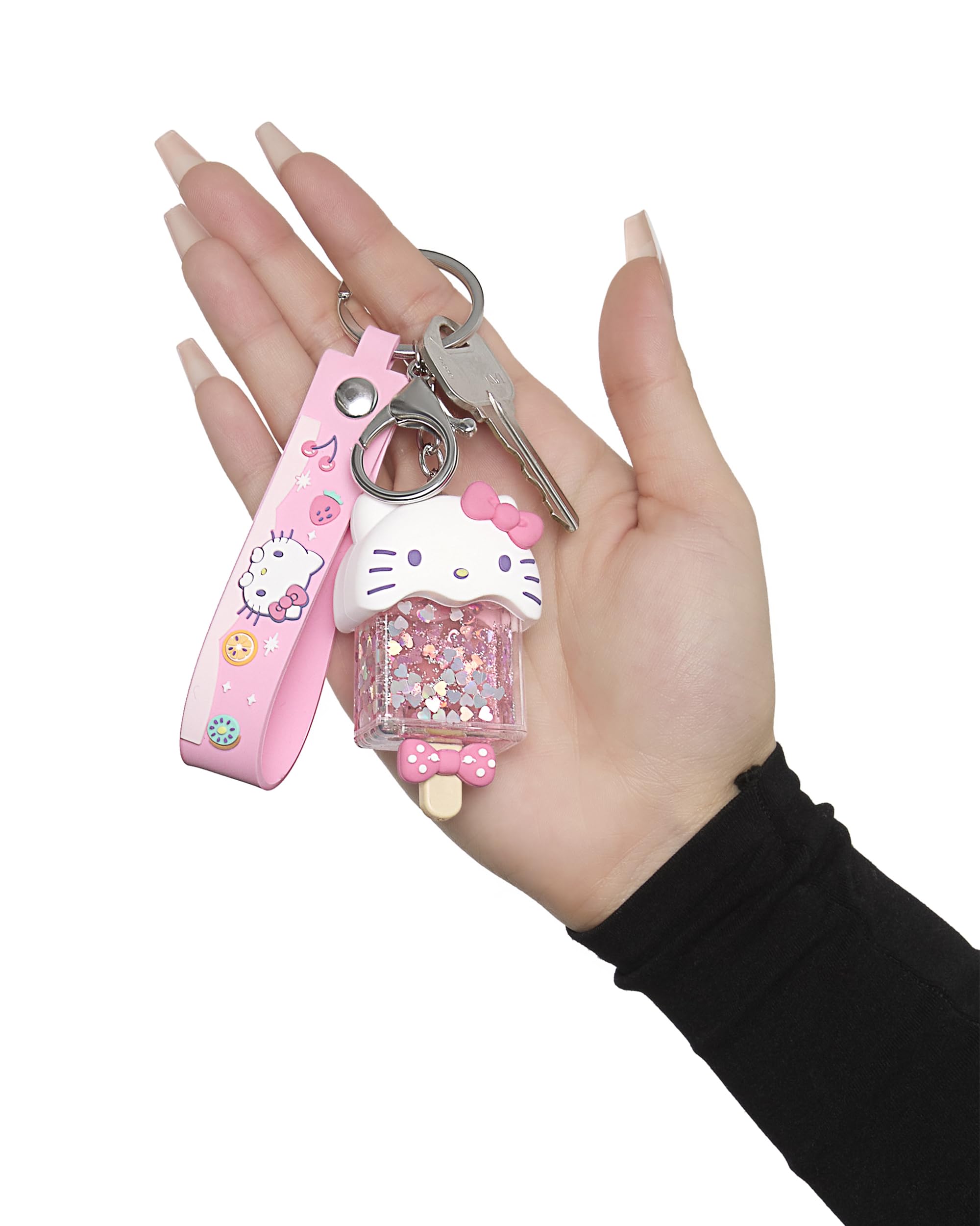 SALLY ROSE Hello Kitty Acrylic Liquid Popsicle Keychain Official License, Cute Bag Charm and Purse Charm, Kawaii Key Chain